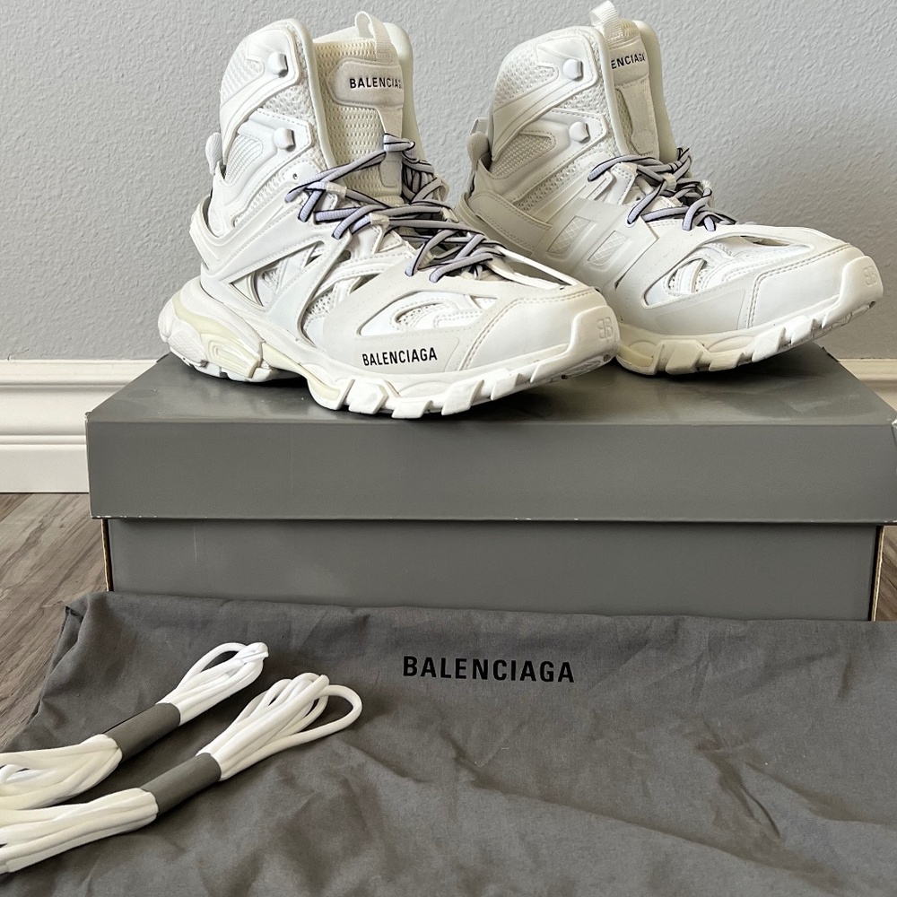 Size 40- Balenciaga Track Hike High top Sneaker White -Women size 10